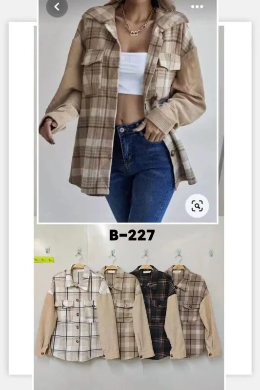 Chamarra larga a Cuadros-B-227