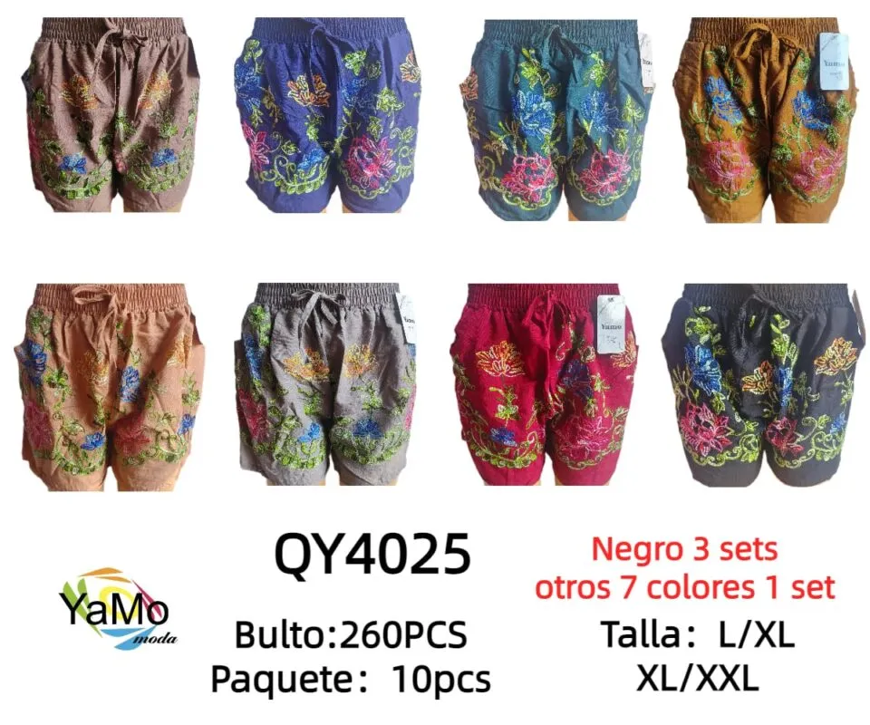 Short con bolsas, resorte en cintura-QY4025