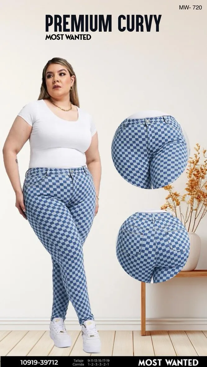 Jeans Tubo Estampado Cuadros - 10919-39712
