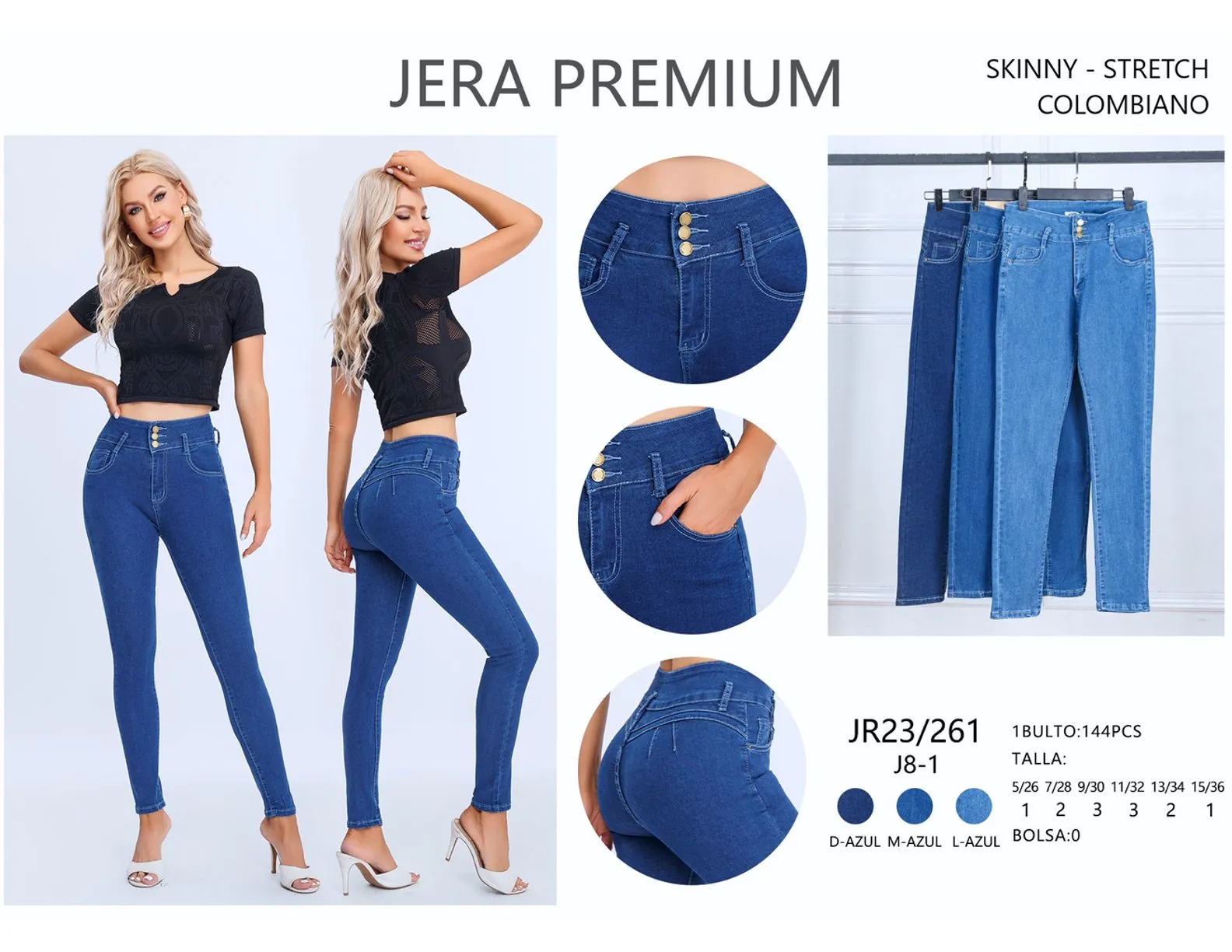 Jean Colombiano Skinny Jera Jeans - JR23/261D-Azul