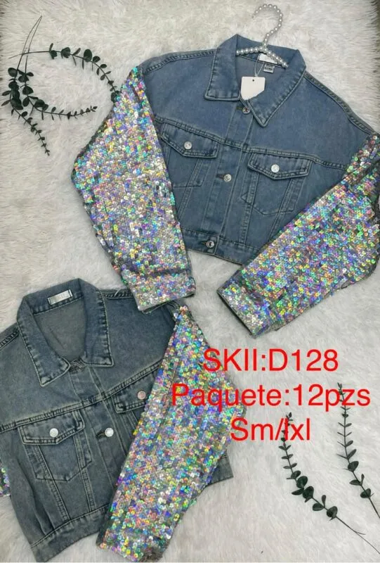 Chamarra Denim Con Lentejuelas-0-D128