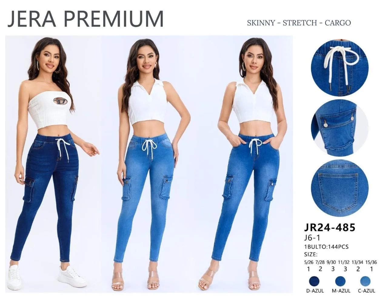 Jeans Cargo Jera Jeans - JR24/485M-Azul