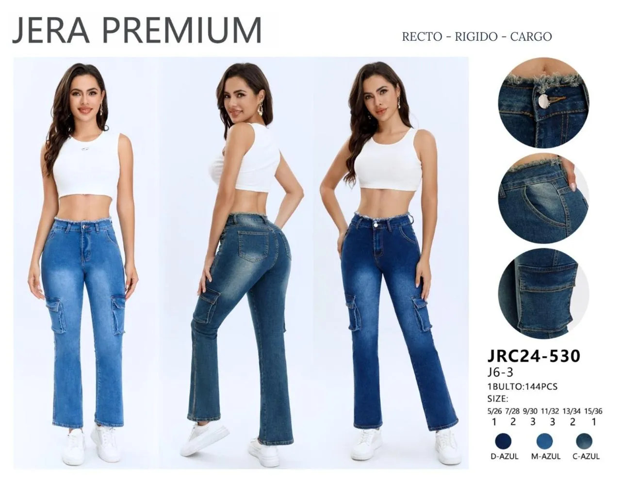 Jeans Cargo Jera Jeans - JRC24-530D-Azul