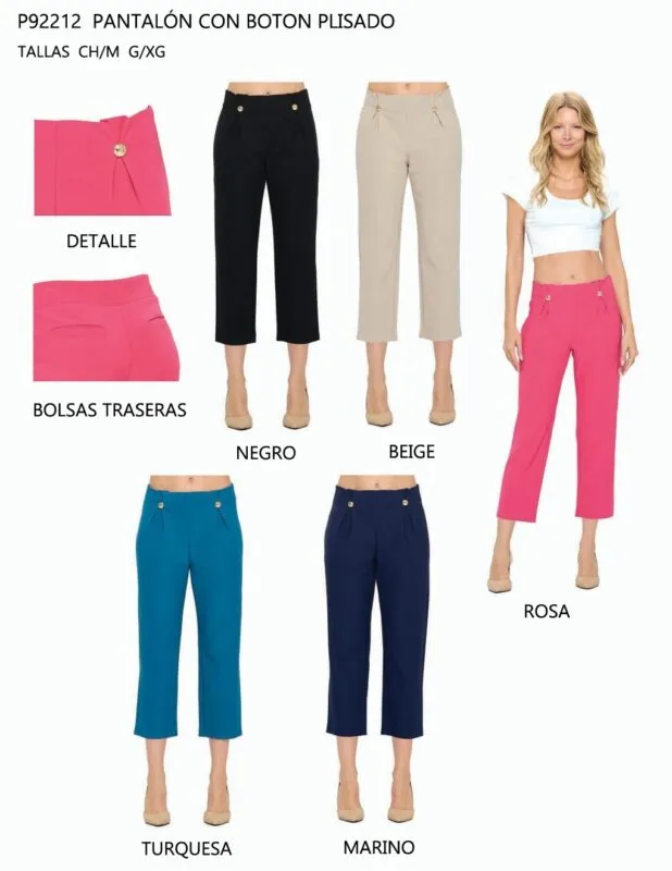 Pantalon Boton Plisado-1-P92212
