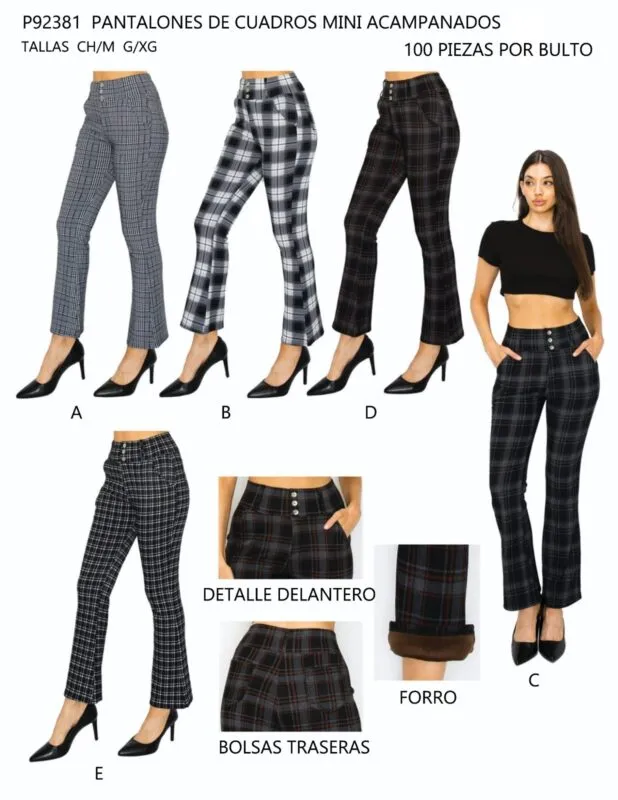 Pantalones Cuadros Acampanados-1-P92381
