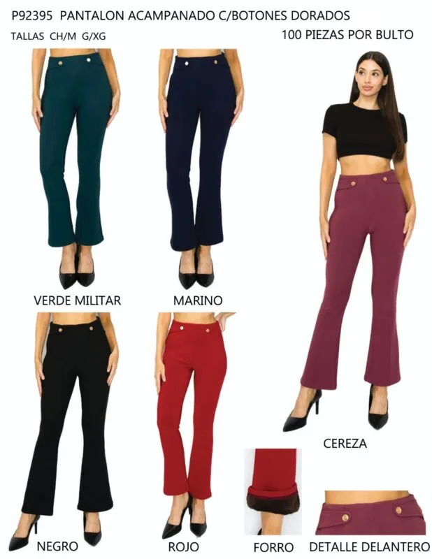 Pantalón Acampanado Con Botones-1-P92395