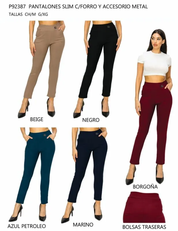 Pantalones Slim Accesorio Metal-1-P92387