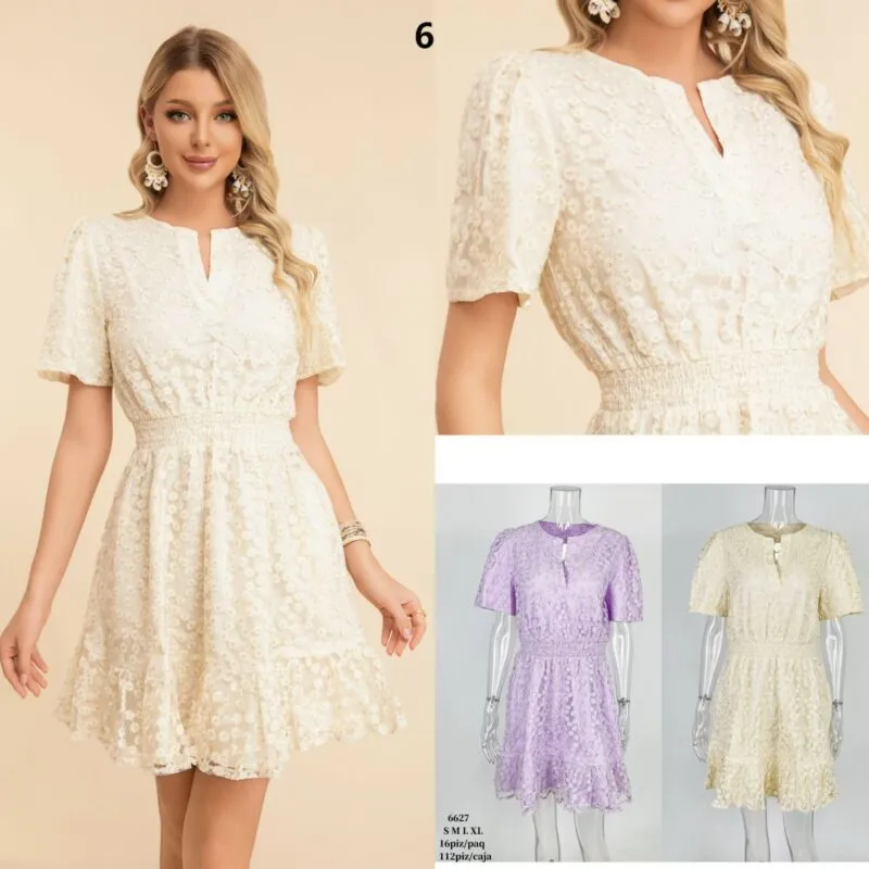 Vestido Floral Tipo Encaje-6627-0-6627