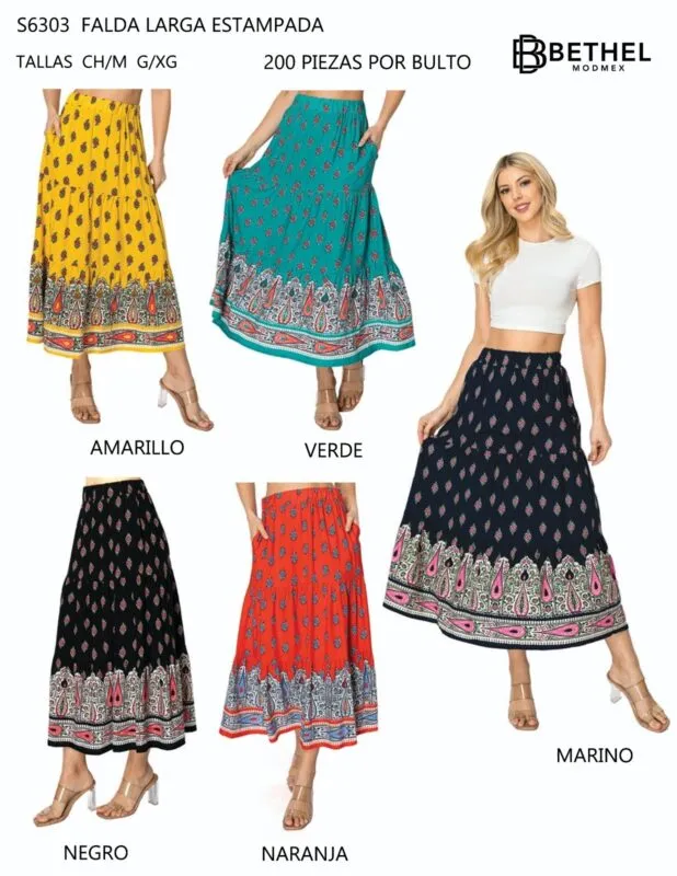 Falda Larga Estampada-0-S6303