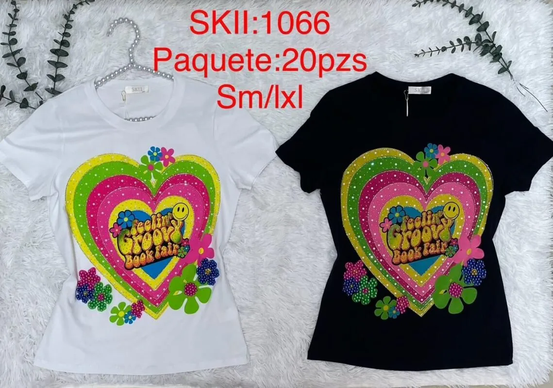 Playera Corazón Con Pedrería-1066