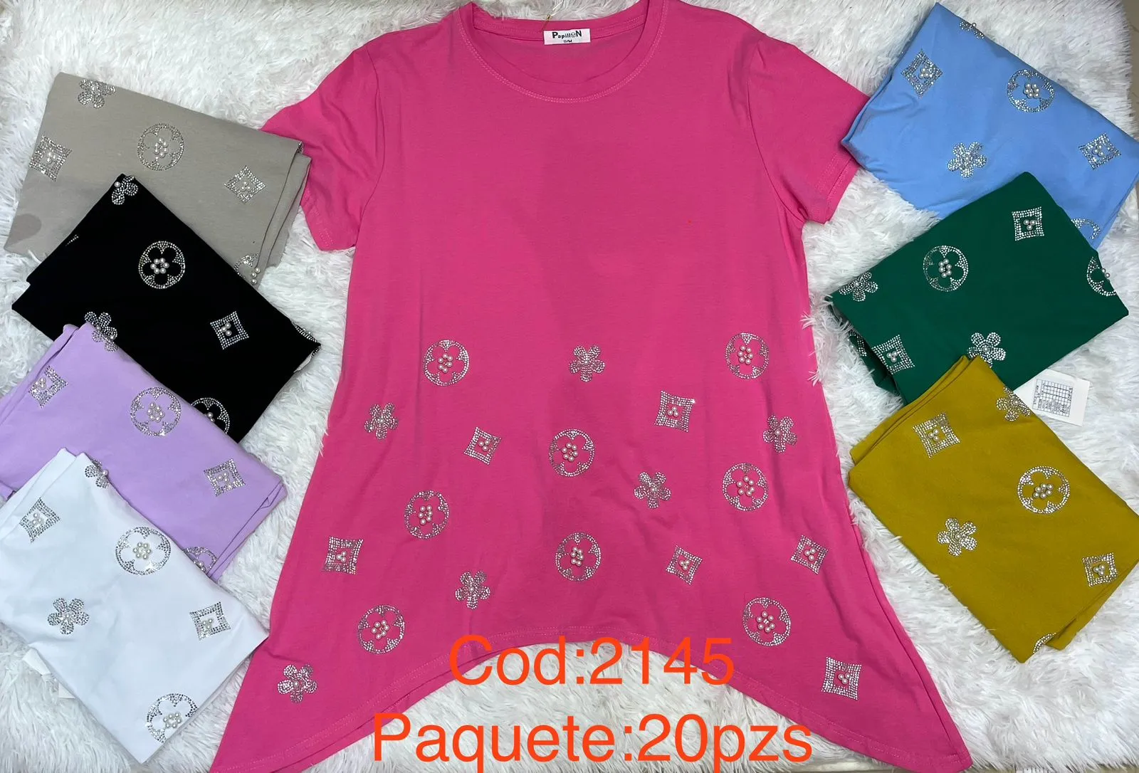 Playera manga corta con aplicacion-2145