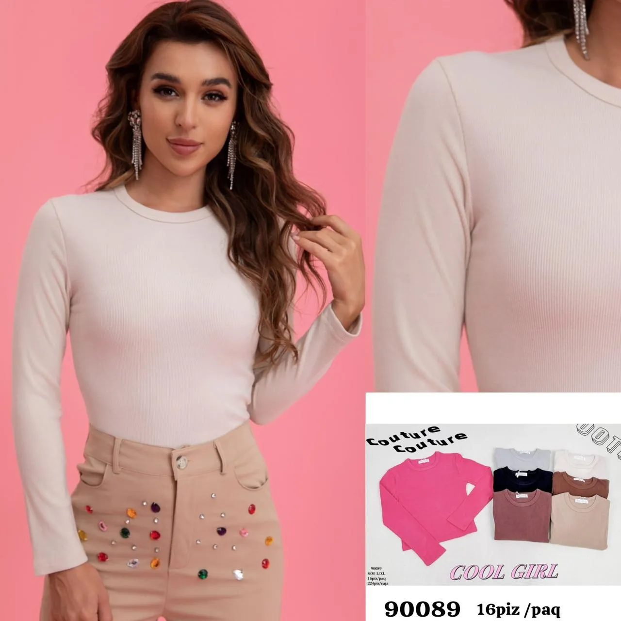 Blusa Manga Larga-90089-0-90089