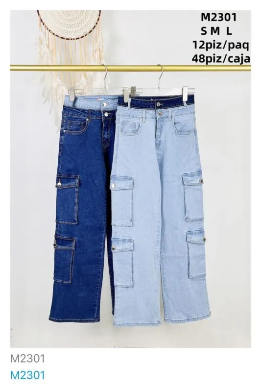 Jeans Cargo Doble Bolsillo-M2301