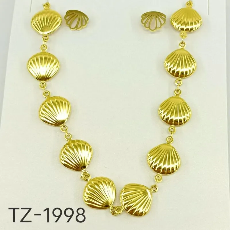 Collar Conchas Doradas con Aretes-TZ-1998