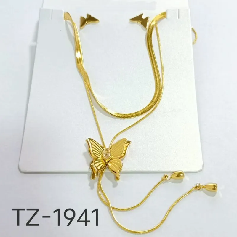 Collar Mariposa con Aretes-TZ-1941