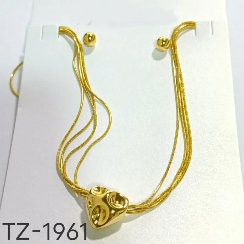 Collar Dorado Elegante con Aretes-TZ-1961