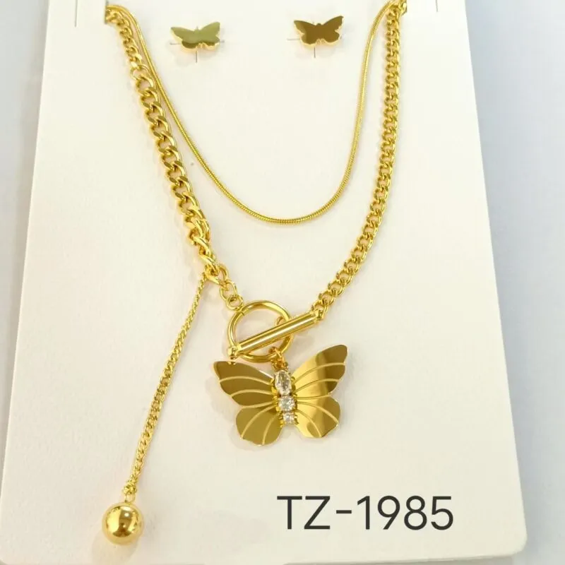 Collar Mariposa con Aretes-TZ-1985