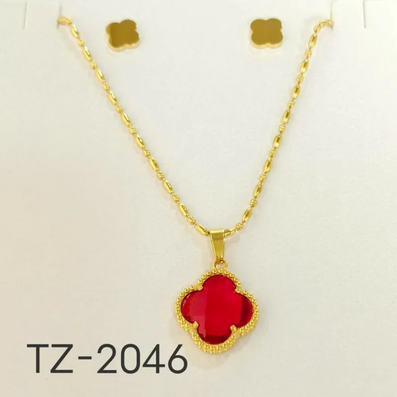 Collar Trebol Con Aretes-TZ-2046