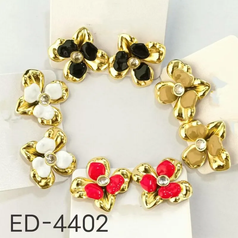 Aretes Flor con Diamante-ED-4402