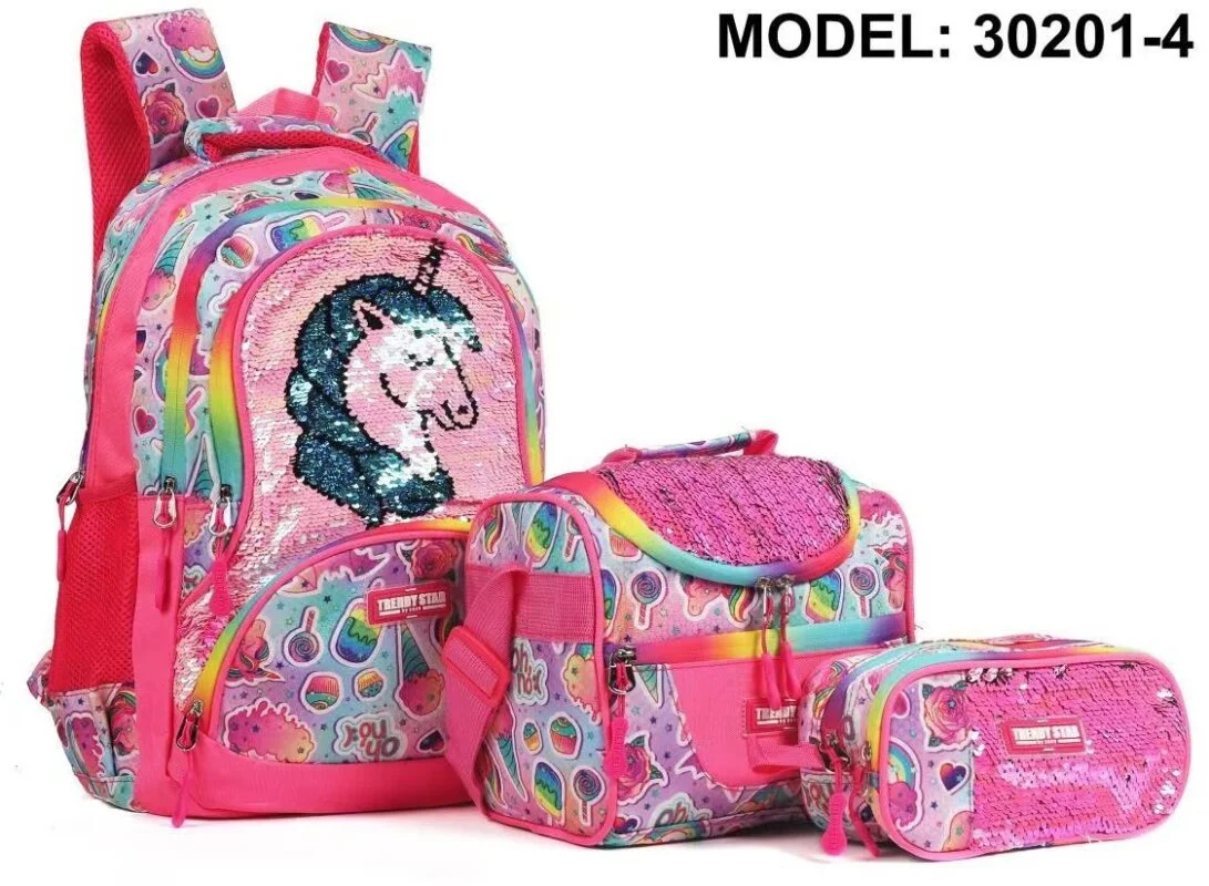 kit 3 pzs de lentejuela doble ,impermable,termica doble cierre grande ,multibolsa, lapicera gde doble cierre-30201-4