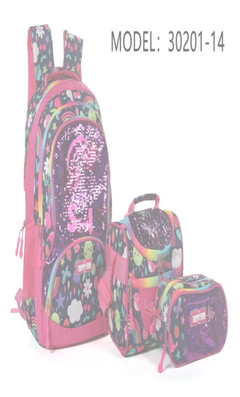 kit 3 pzs de lentejuela doble ,impermable,termica doble cierre grande ,multibolsa, lapicera gde doble cierre-30201-14