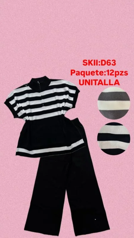 Conjunto de top y pantalón de rayas-D63