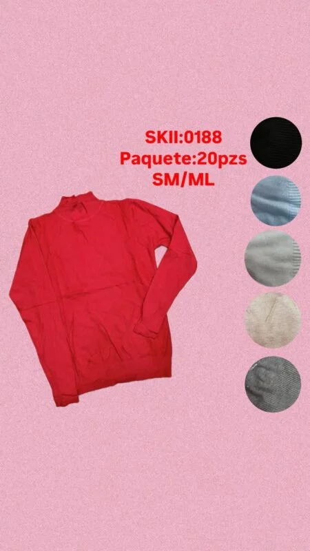 Suéter de punto cuello alto-0188