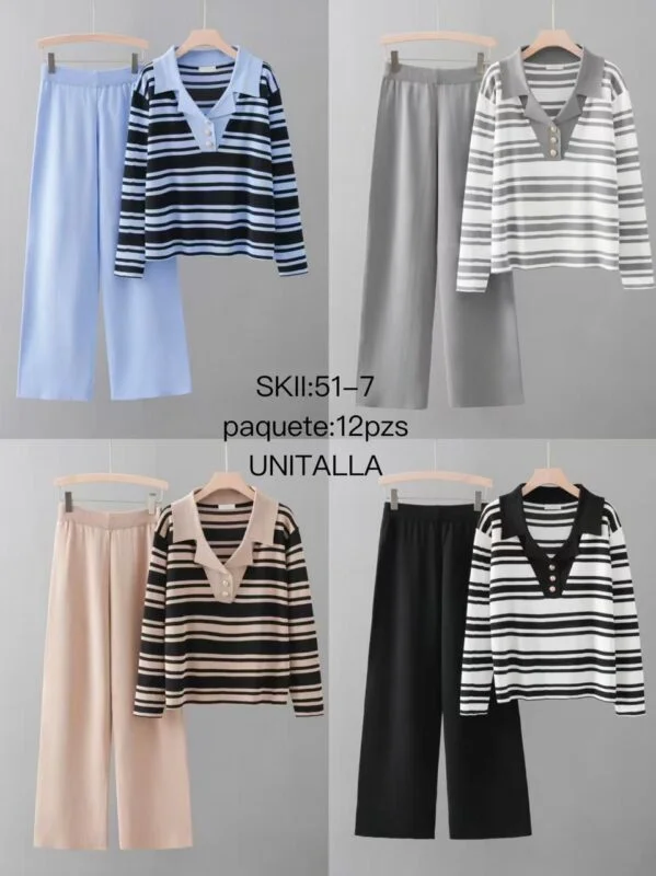 Conjunto de blusa y pantalón-51-7