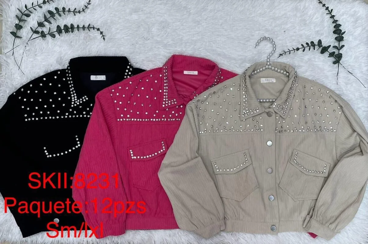 Chamarra tipo pana con brillo-8231