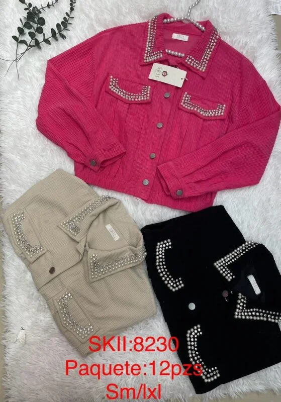 Chamarra tipo pana con brillo-8230