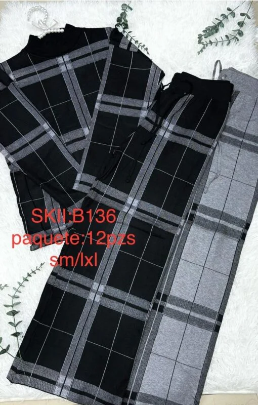 Pijama dos piezas cuadros-B136