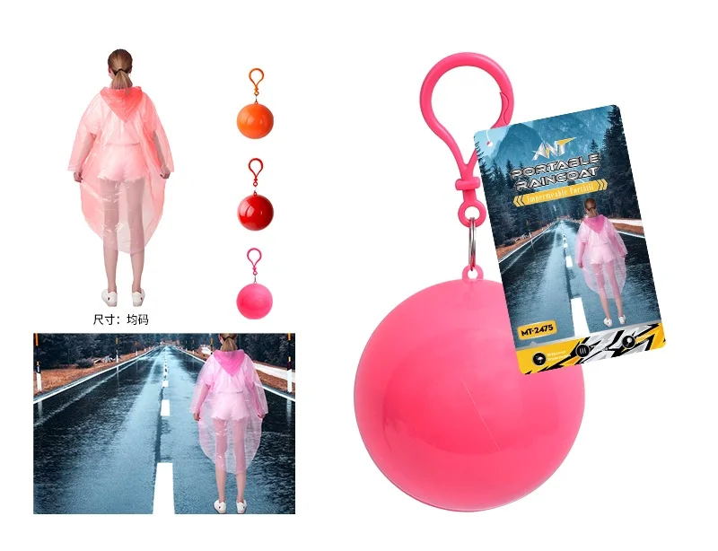 Impermeable plegable en forma de esfera, colores surtidos-100824