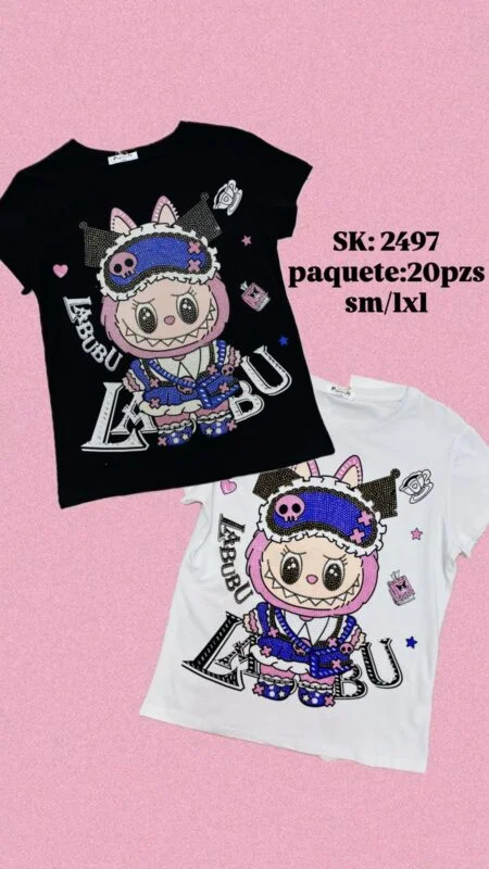 Playera Labubu con pedrería-2497
