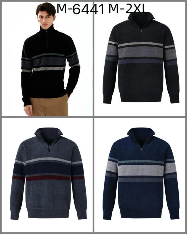 Suéter de hombre con cuello alto y cierre-M-6441