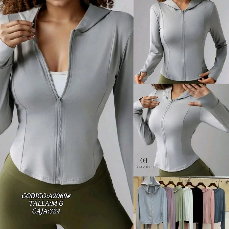 Chaqueta deportiva con capucha para mujer-A2069