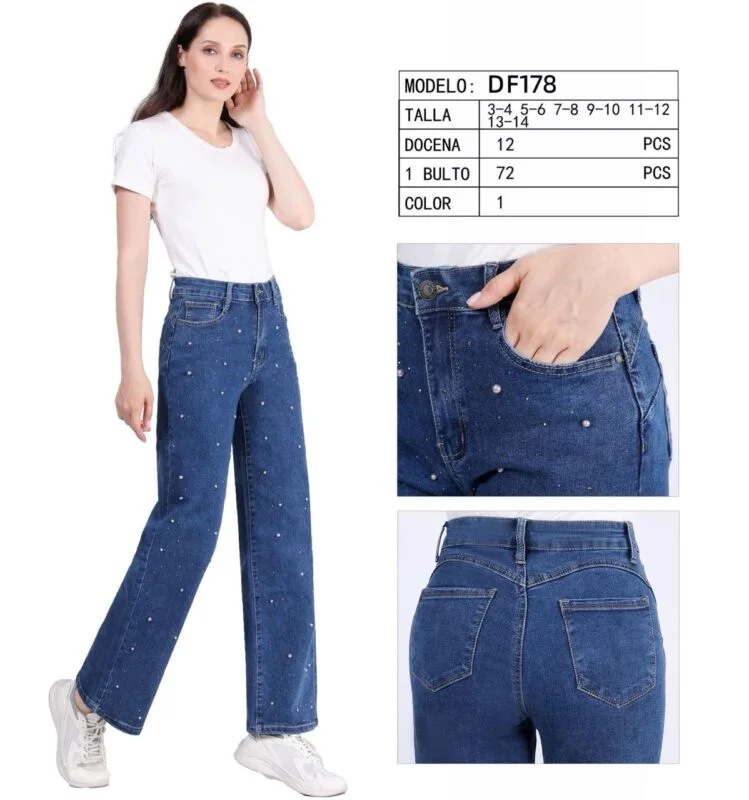 Jeans de mujer con perlas-DF178