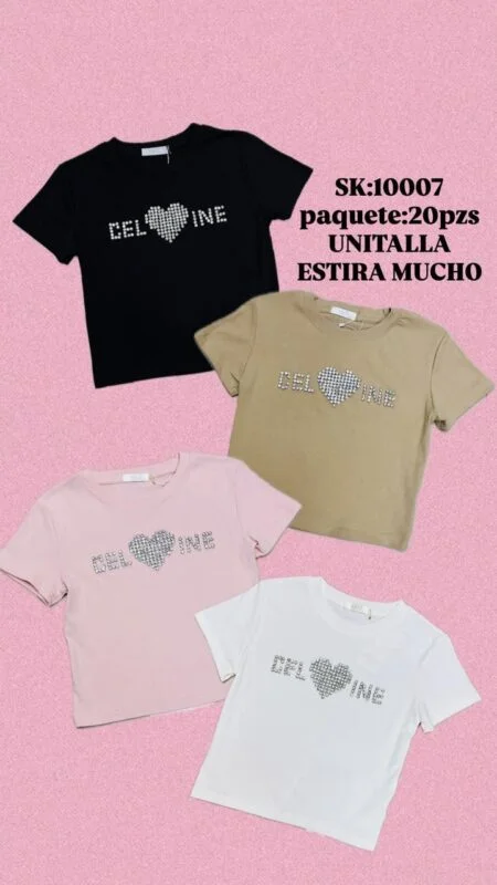 Playera con Corazón de Pedrería-10007