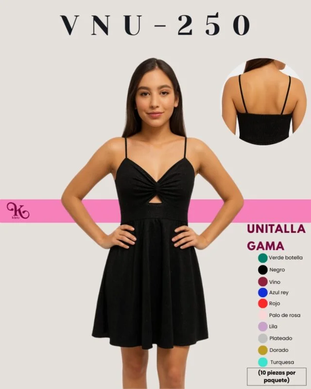 Vestido con detalle en busto-VNU-250