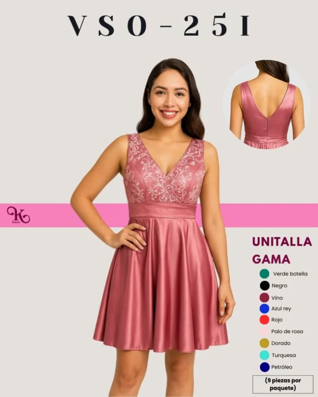 Vestido corto con encaje-VSO-251