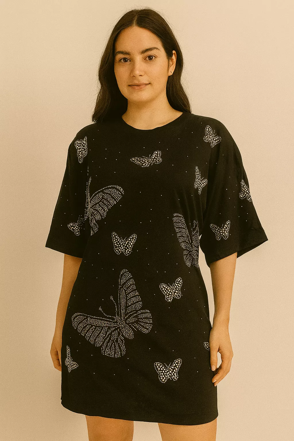 Blusa con mariposas de brillo-L-2322