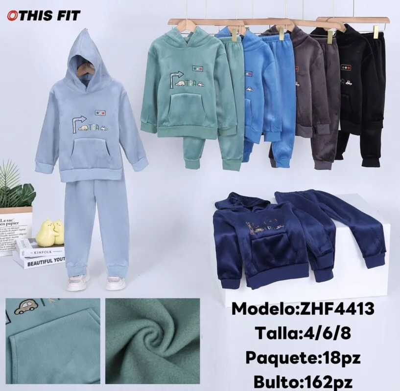 Conjunto de pijama para niño con diseño de coche-ZHF4413