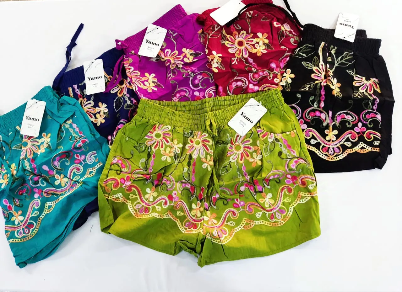 Short de tela con bordado XL/XXL L/XL-QY4022