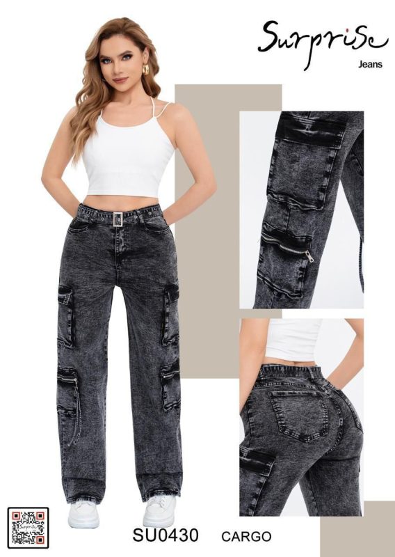 Jeans cargo para mujer-SU0430