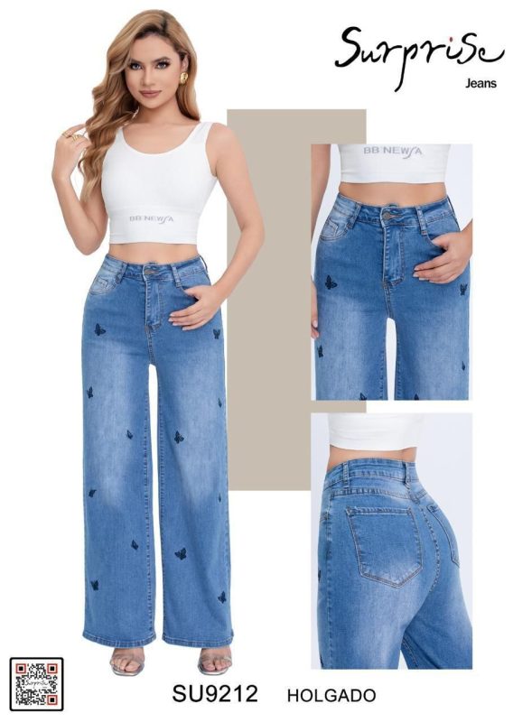 Jeans holgados con estampado de mariposas-SU9212