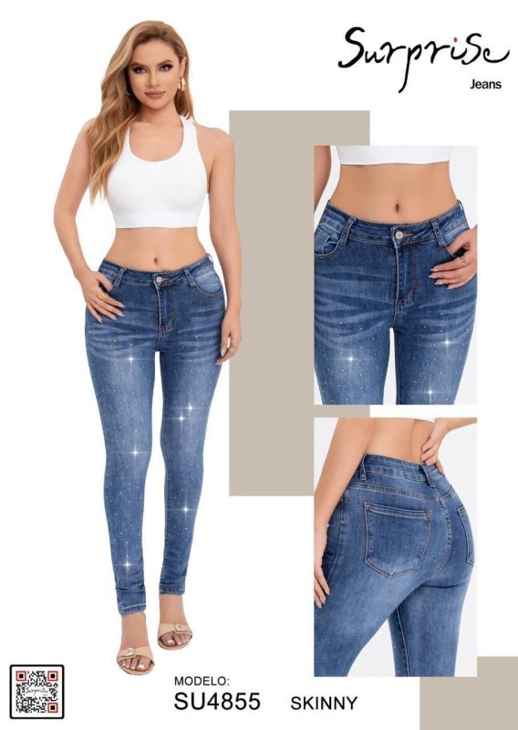 Jeans Skinny con detalles brillantes-SU4855
