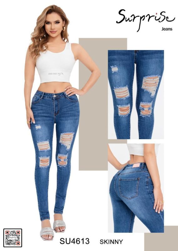 Jeans Skinny Rotos para Mujer-SU4613