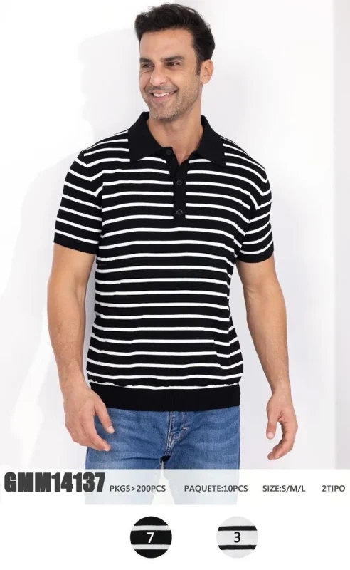 Playera Polo de Manga Corta con Rayas-GMM14137