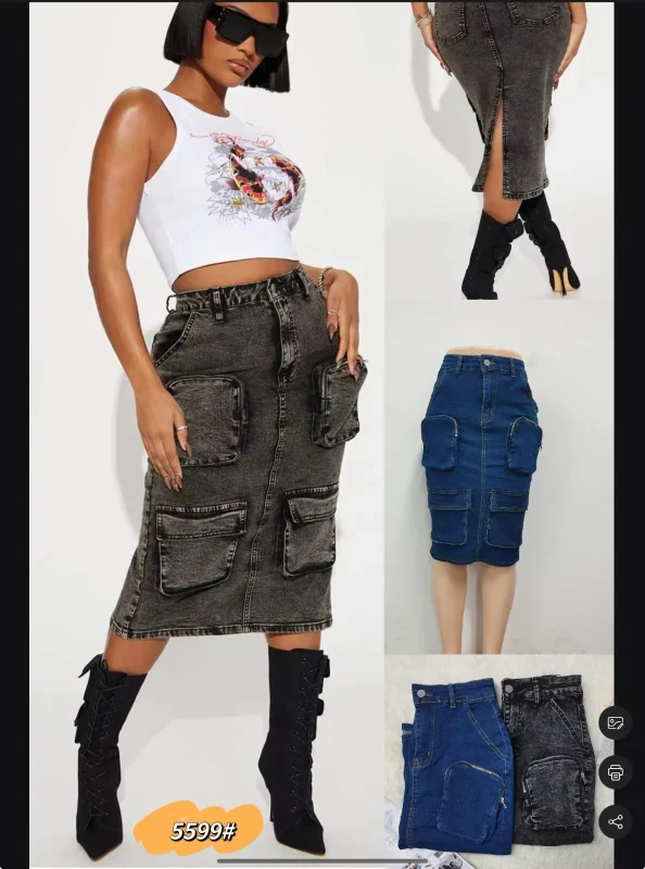 Falda Denim Bolsillos-5599