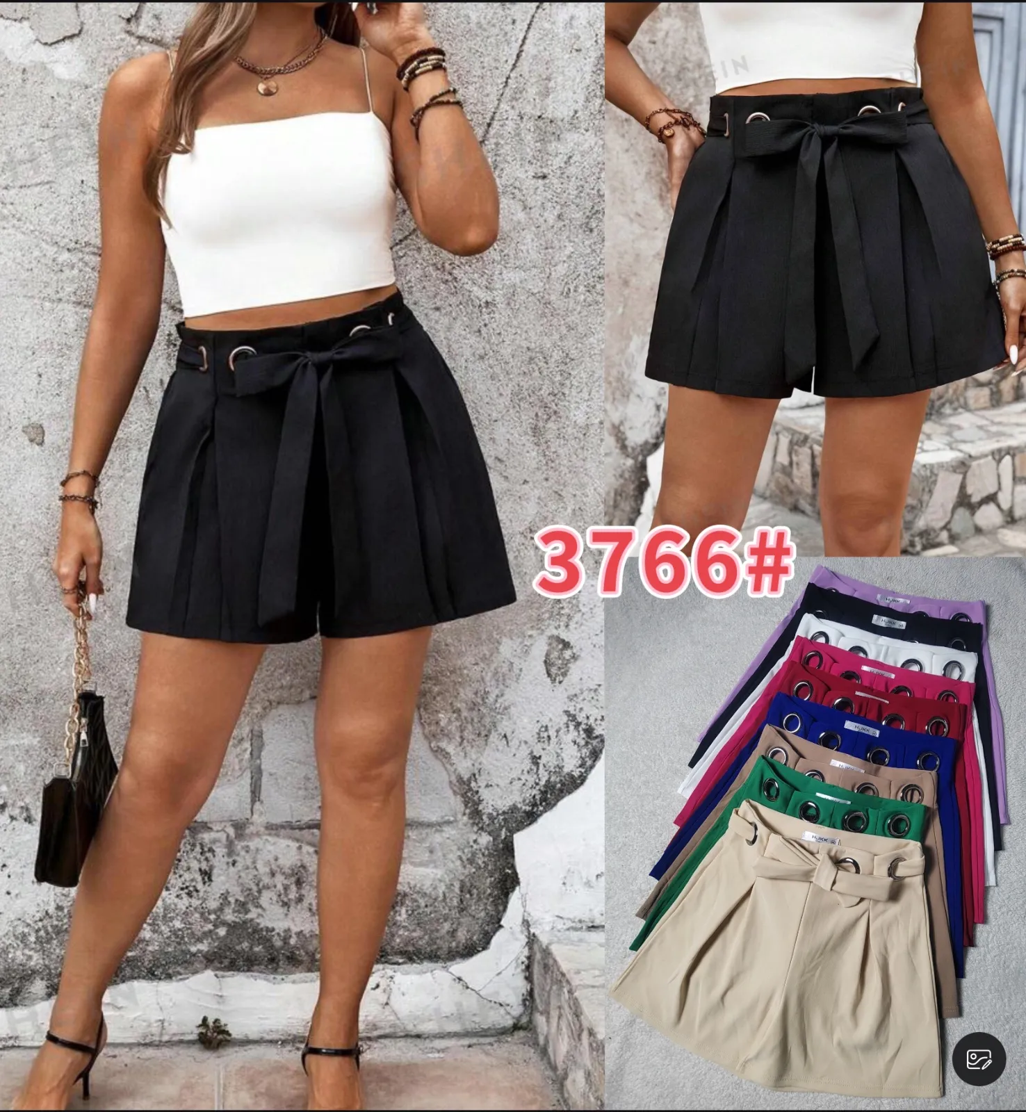 3766-Short con cinturon dama