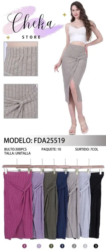 Falda de punto con abertura-0-FDA25519